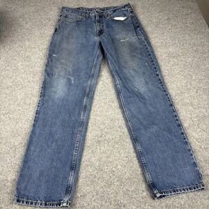 Levi's 505 Jeans Mens 34x34 Straight Leg Medium Wash Work Painters Blue Denim